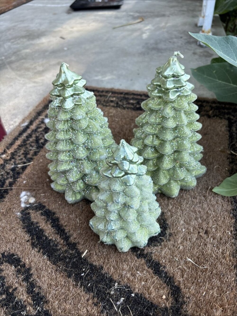 Lot Of 3 Vintage Christmas Tree Candles Green Glitter Unscented Kohls